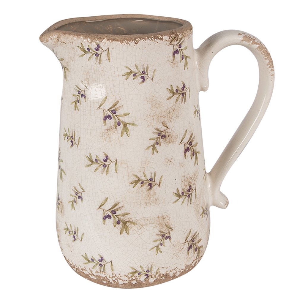 Keramieke decoratiekan met olijvenmotief