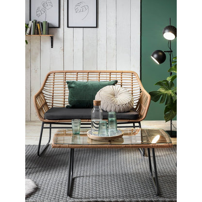 Tuinloungeset van polyrotan met 2 stoelen bank en tafel