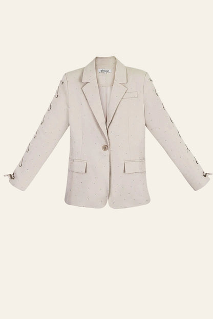 Polyester Vrouwen Jas Set Met Veters Op Mouw