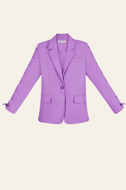 Polyester Vrouwen Jas Set Met Veters Op Mouw