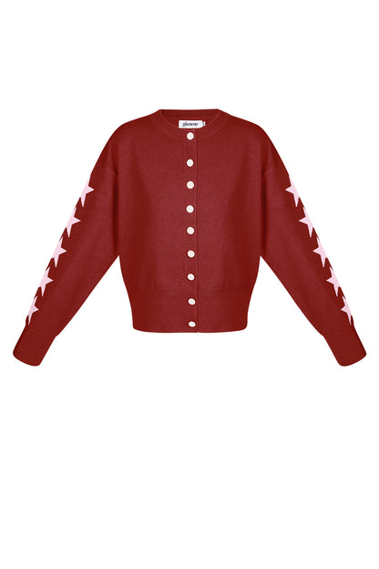 Viscose Gebreide Cardigan Vrouwen Kort Model Sterrenpatroon