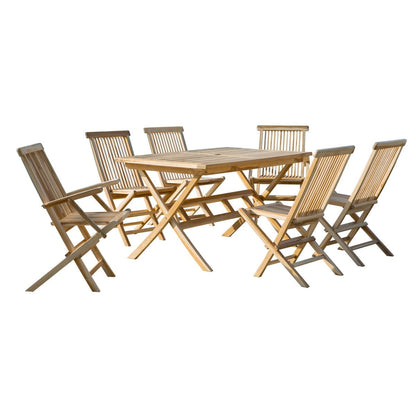 Tuinzitgroep van teakhout met 2 stoelen 4 eetkamerstoelen en tafel