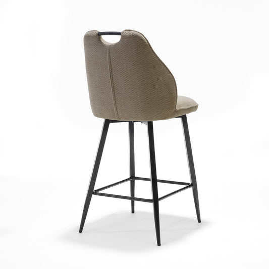 Barkruk in naturel met taupe bekleding