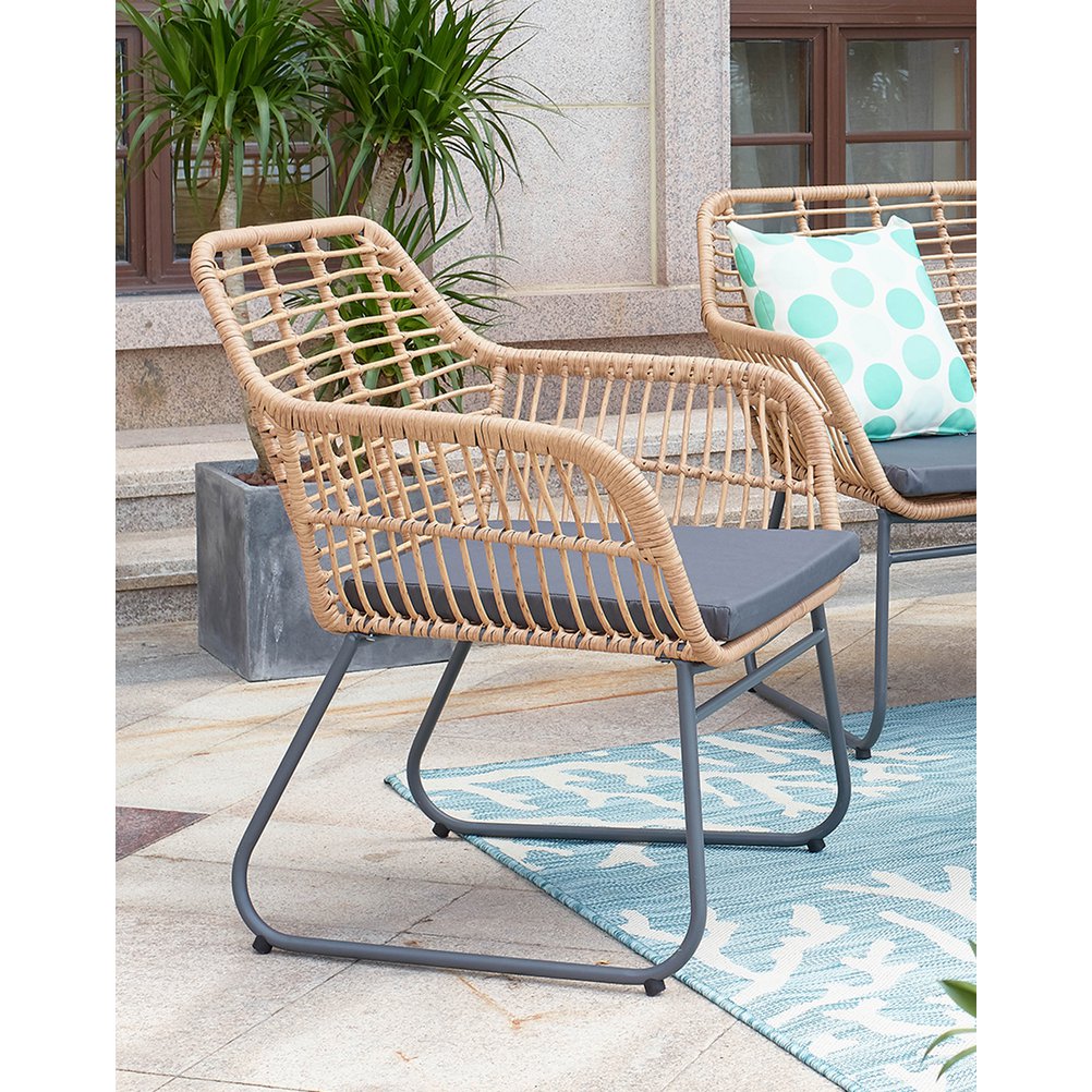 Tuinloungeset van polyrotan met 2 stoelen bank en tafel
