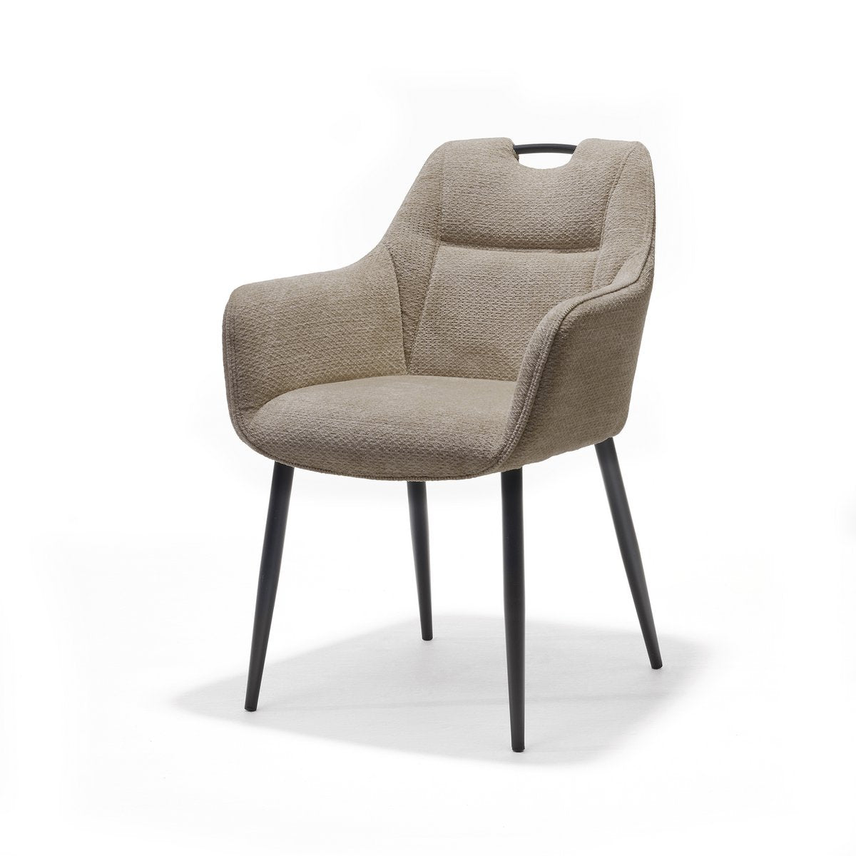 Comfortabele armstoel in zwart met taupe bekleding