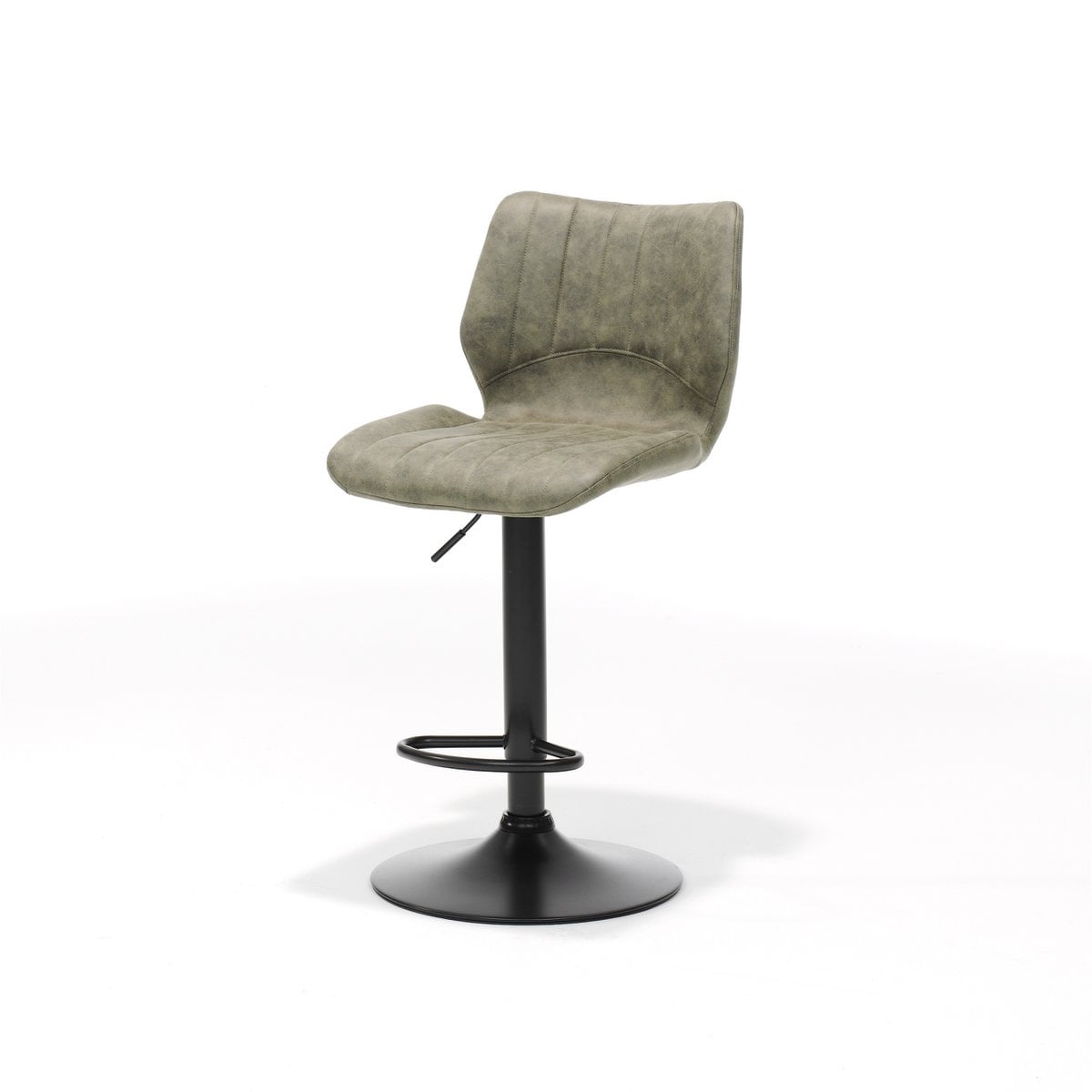 Barkruk Bobby in zwart met groene bekleding