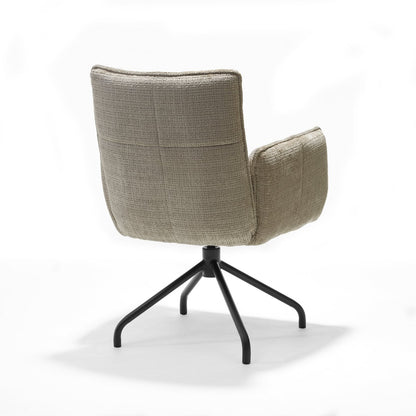 Luxueuze draaibare armstoel in beige bekleding