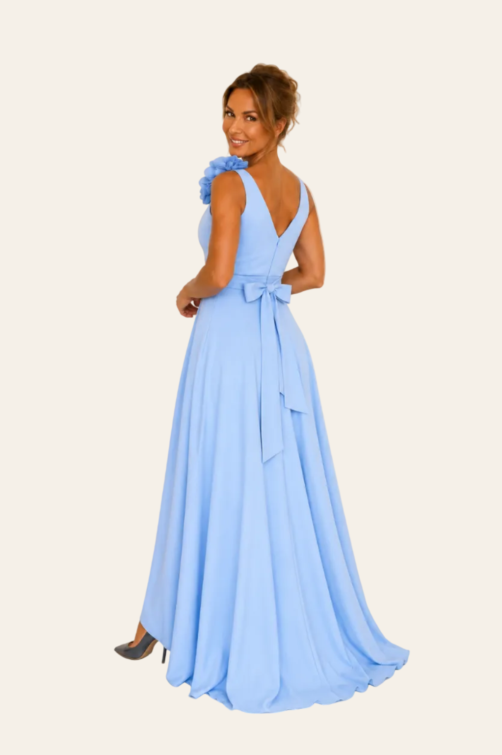Betoverende maxi-jurk met 3d-bloemen en beensplit
