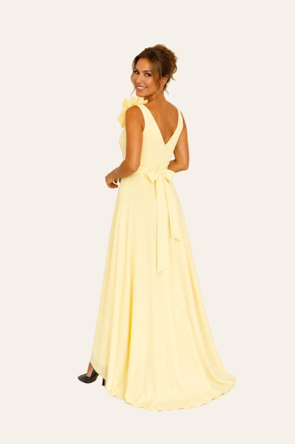 maxi-jurk met 3d-bloemen en beensplit