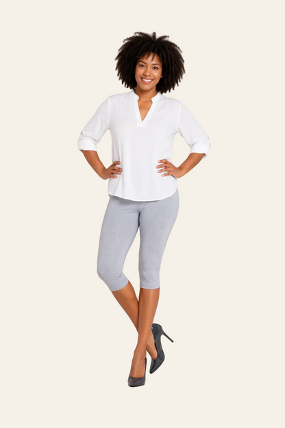Viscose blouse met v-hals