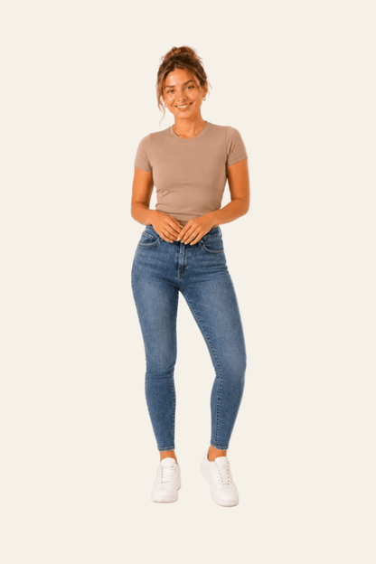 Aansluitende damesjeans met normale taille