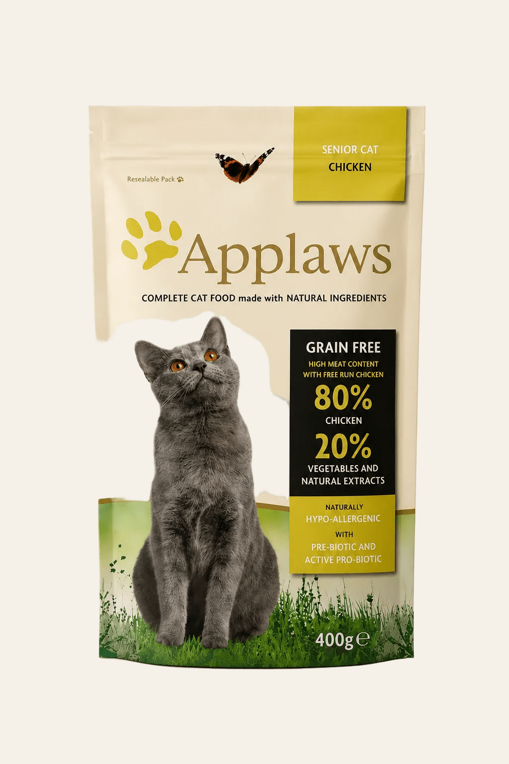 Applaws senior cat chicken graanvrije droogvoeding voor oudere katten.