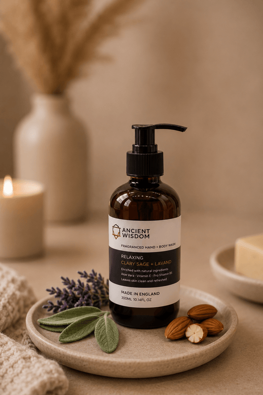 Aromatherapie hand en douchegel met salie en lavendel geur