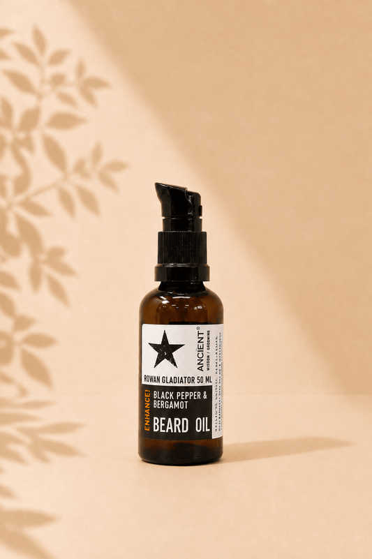 LMW Wellness-Care Baardolie met zwarte peper en bergamot geur, productaanzicht