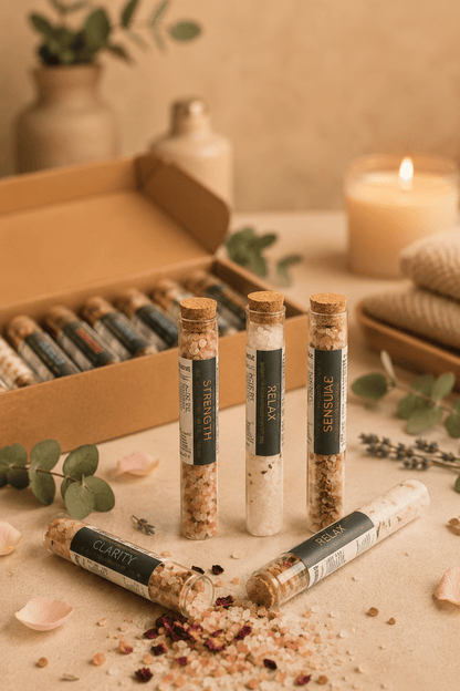 Badzout in flesjes geschenkset 7 stuks