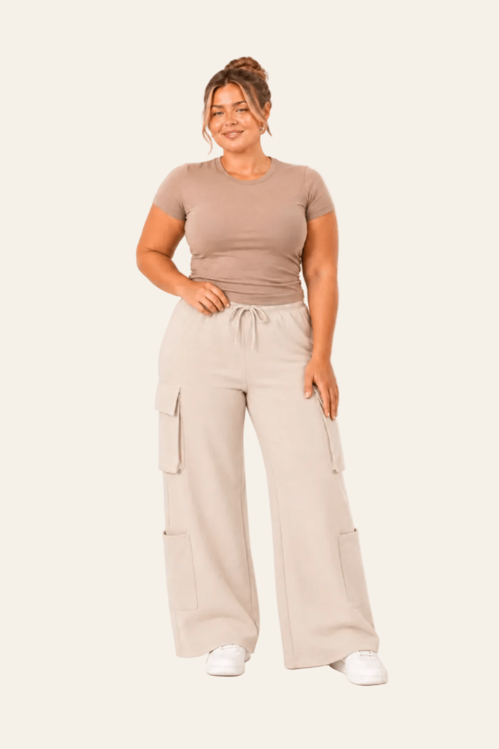 Pantalon de jogging cargo ample pour femme à taille haute