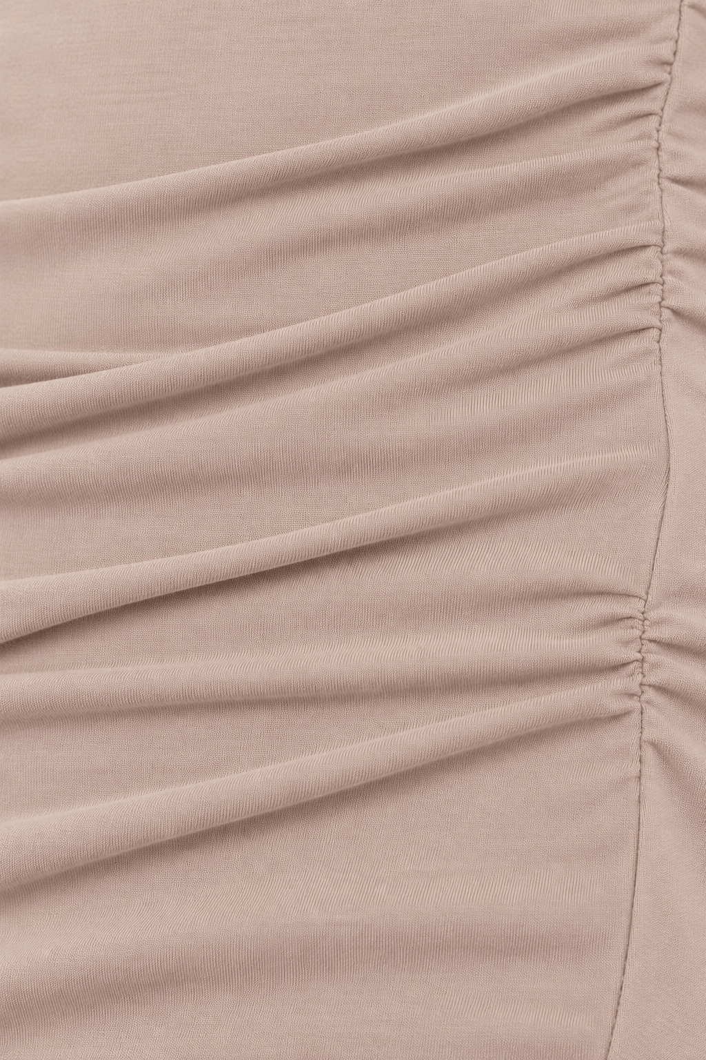 Beige viscose midi kokerjurk met col en plooidetails