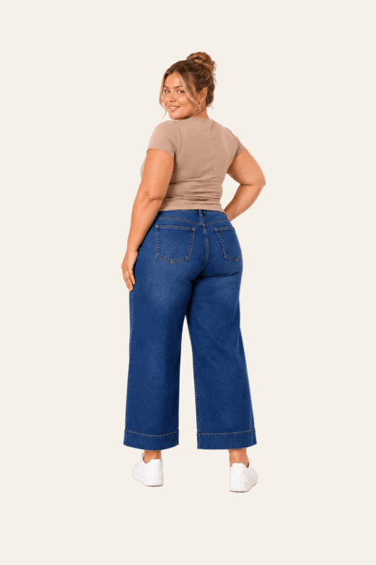 Blue bleached jeans with laces