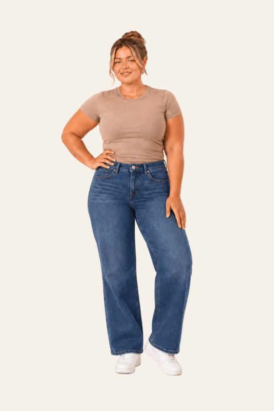 Stylish high-waisted wide-leg women's jeans