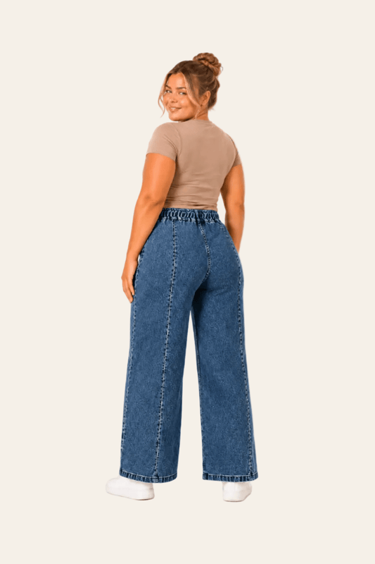 Women's Wide Leg Jeans with Tie Belt