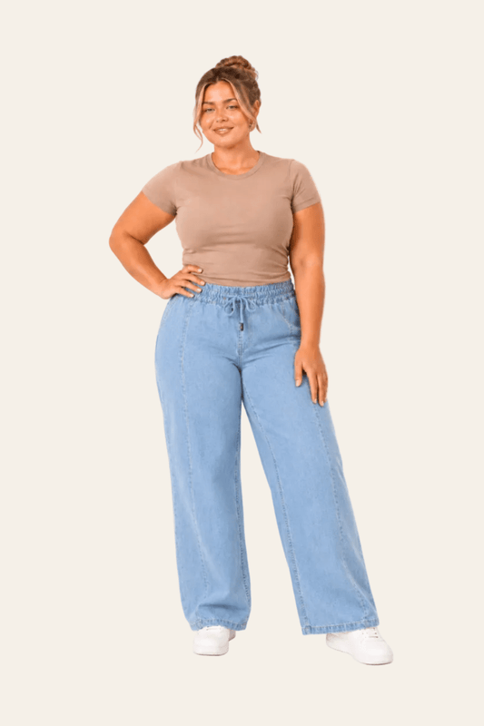 Women's Wide-Leg Jeans with Tie Belt