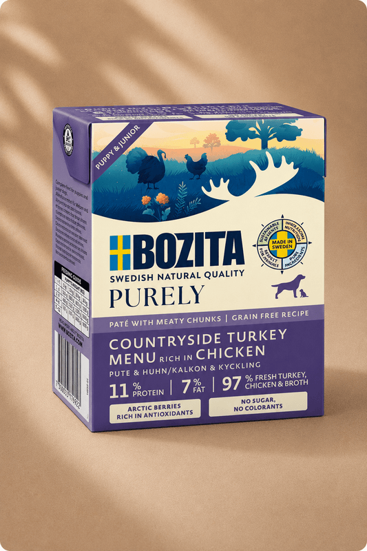 Bozita purely puppy & junior countryside kalkoenmenu rijk aan kip 6x370g