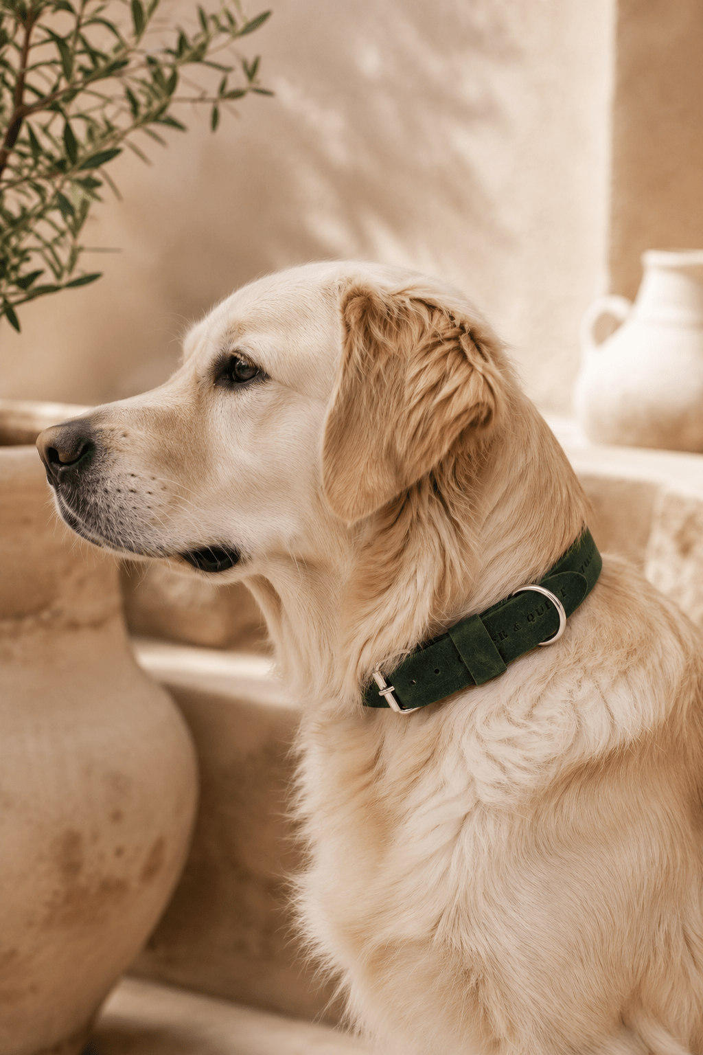 Brede halsband ingroen hoogwaardige afwerking LMA Animal Store
