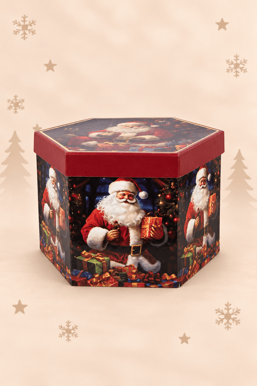 Bruine kerstballen set van 14 stuks Ø 8 cm in decoratieve Kerstman-doos voor sfeervolle kerstdecoratie