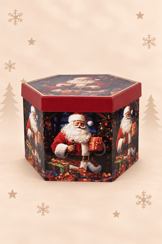 Bruine kerstballen set van 14 stuks Ø 8 cm in decoratieve Kerstman-doos voor sfeervolle kerstdecoratie