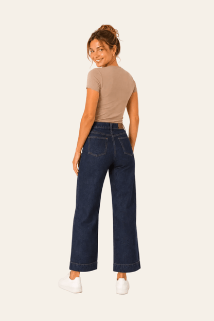 Casual damesjeans met hoge taille en rechte pijpen