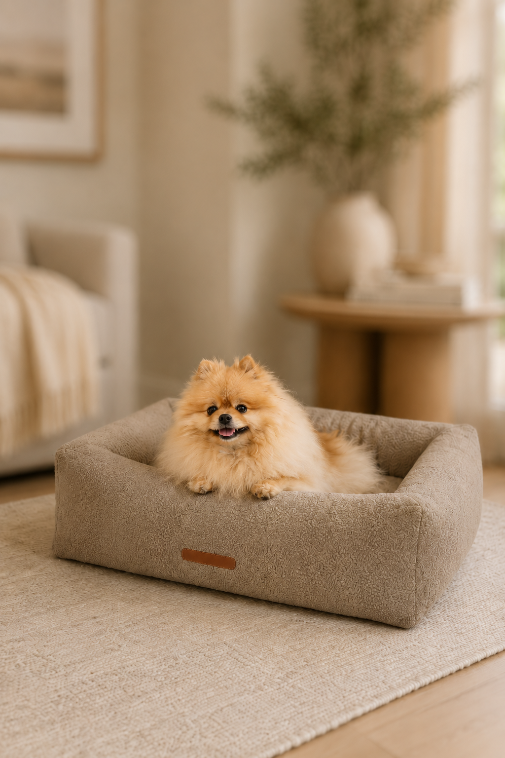 Caprice luxe hondenmand in bouclé stof