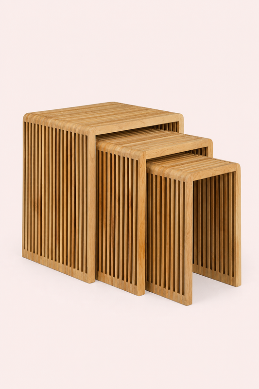 Mica Decorations Yonker Bijzettafel Set van 3 – Bruin Gerecycled Teak