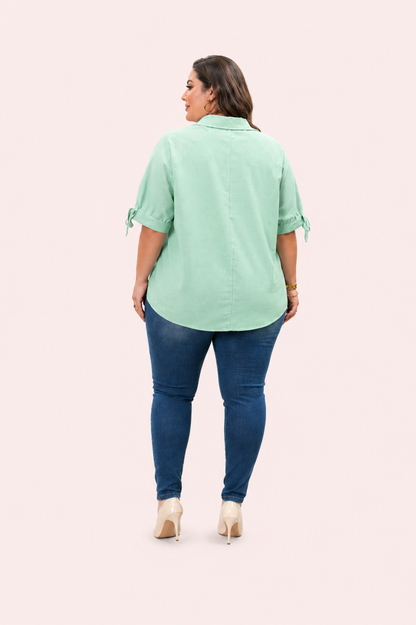 Mintgroene gestreepte blouse