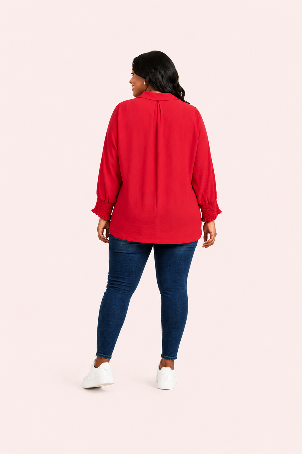 Rode oversized blouse met dolman mouwen