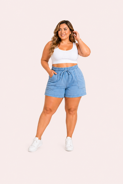 Blauwe denim short met hoge taille