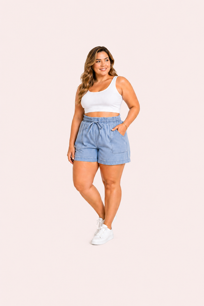 Blauwe denim short met hoge taille