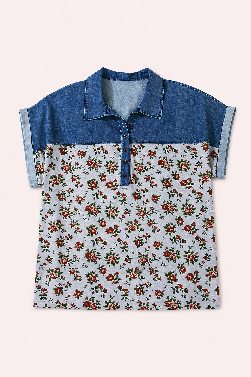 Polo met retro bloemenprint