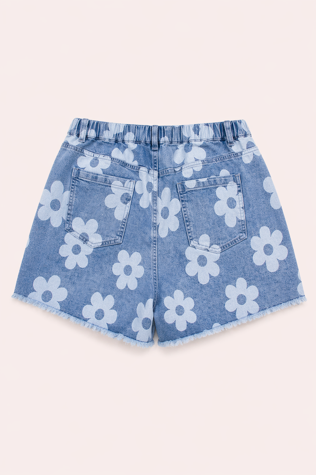 Denim short met bloemenprint