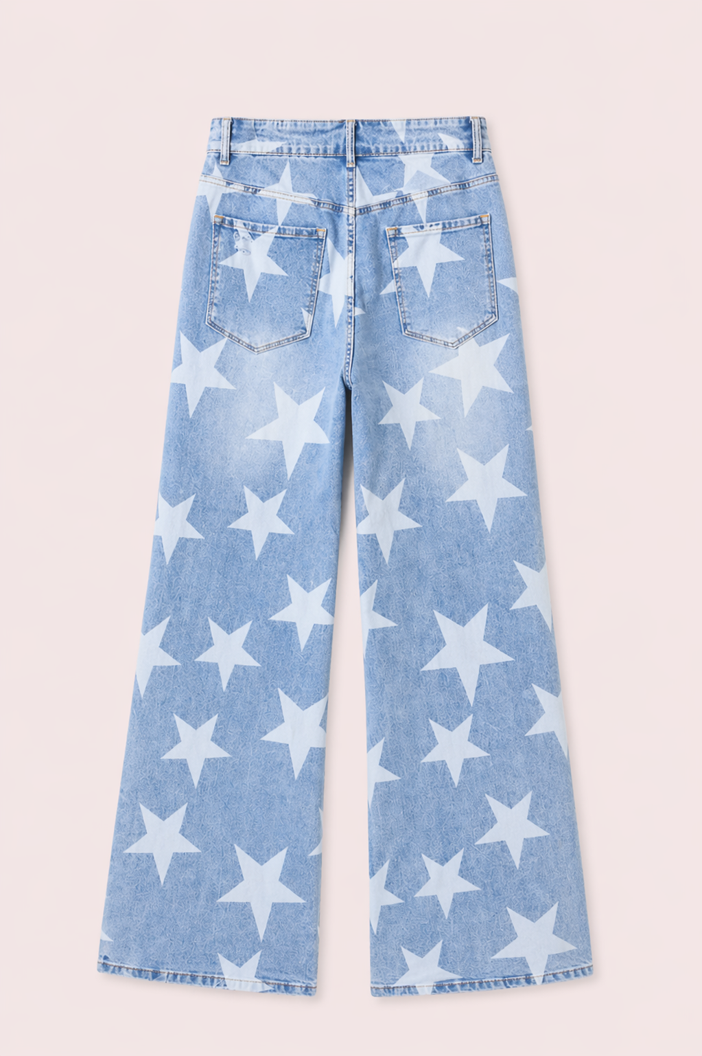 Lichtblauwe jeans met sterrenprint