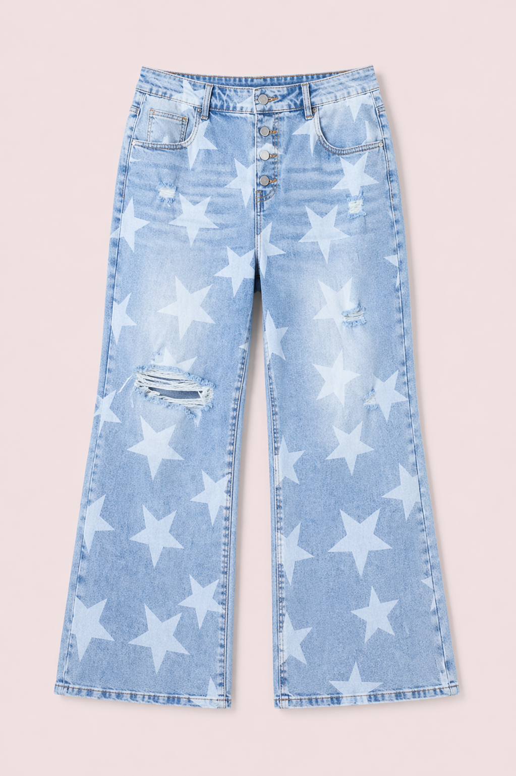 Lichtblauwe jeans met sterrenprint