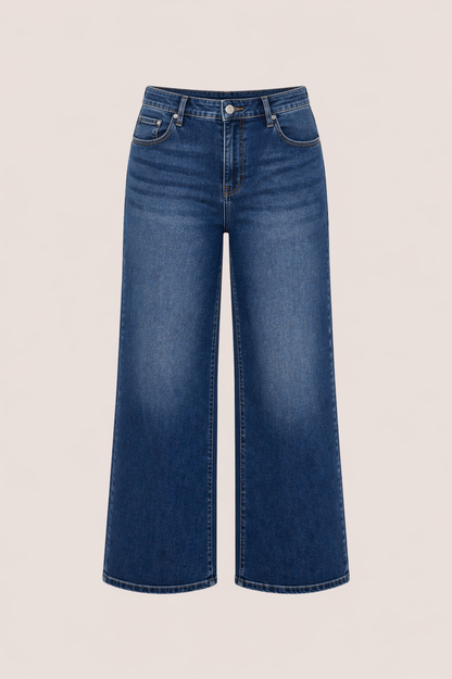Stonewash blauwe  jeans met hoge taille