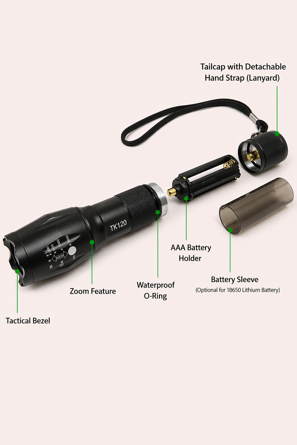 EcoGear FX TK120 LED Tactical Flashlight with Strobe