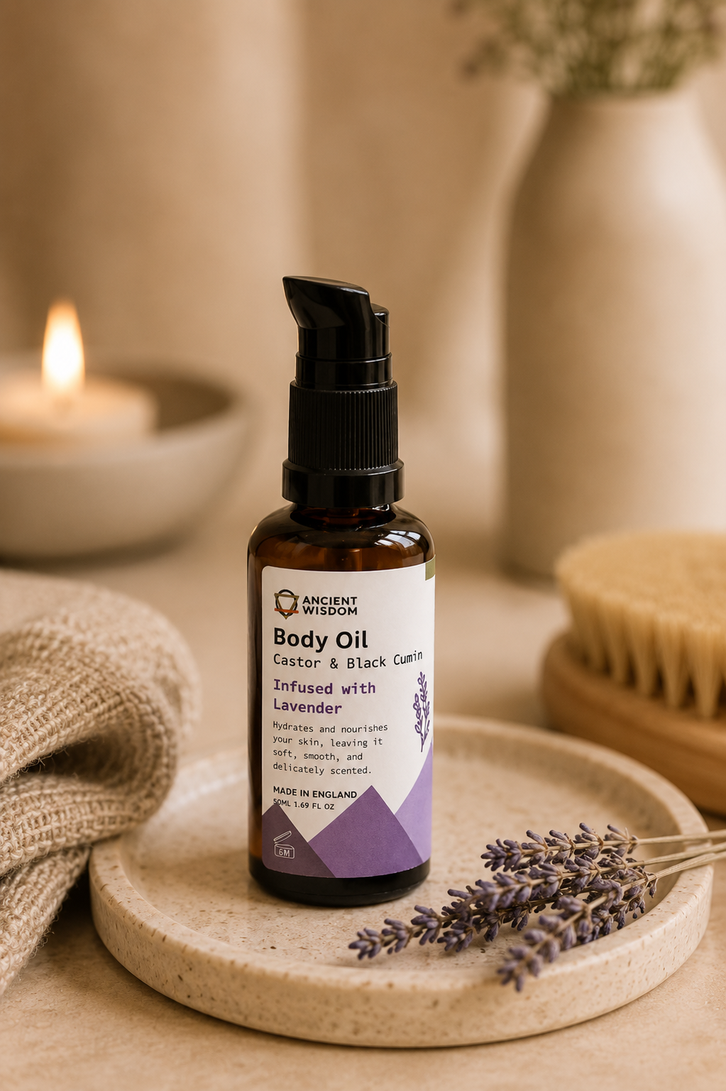 Biologische bodyolie met lavendel