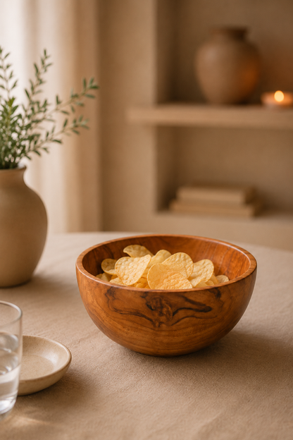 Snackkom naturel teakhout