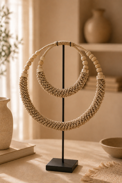 Decoratieve schelpenketting op standaard naturel