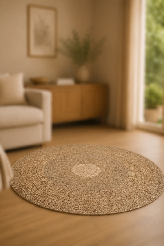 Rond tapijt naturel zeegras