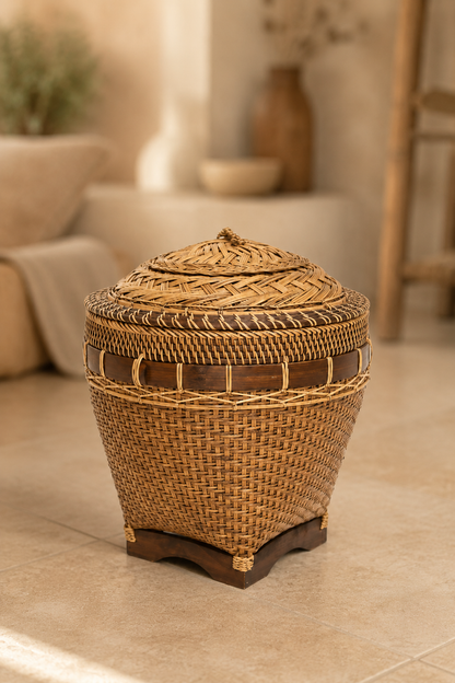 Rotan opbergmand naturel bruin met patroon