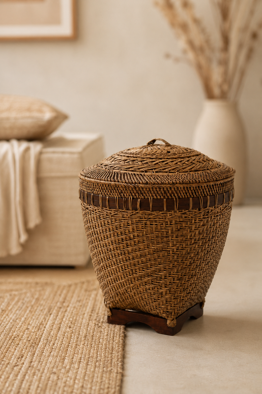 Rotan opbergmand naturel bruin met patroon