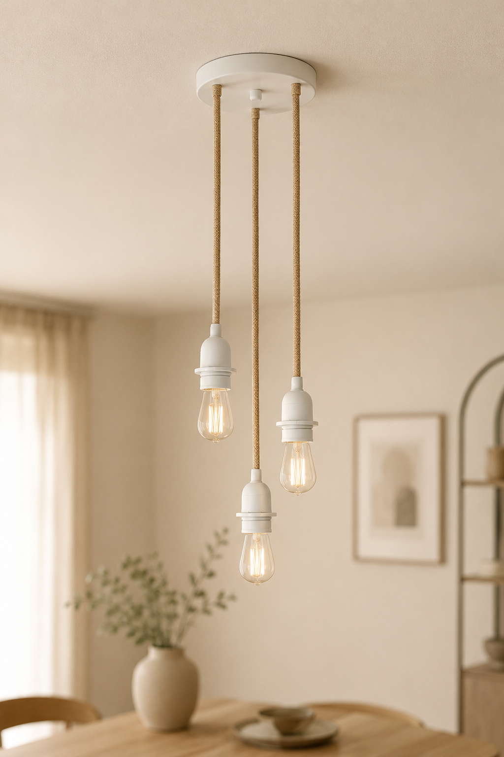 Plafondlamp armatuur naturel wit met 3 snoeren