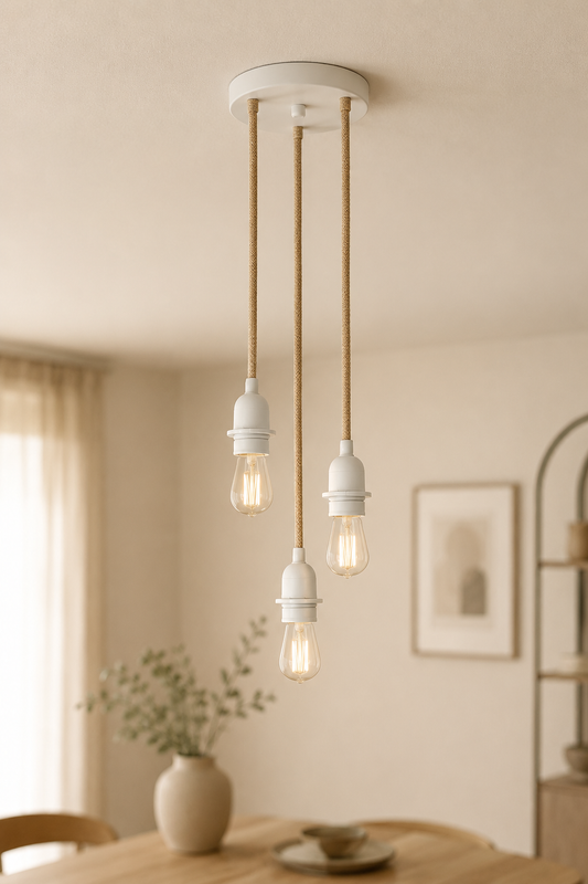 Plafondlamp armatuur naturel wit met 3 snoeren